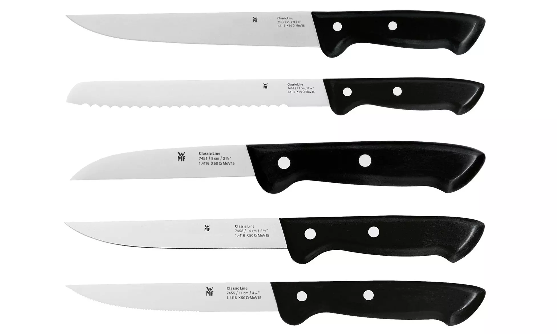 7-teiliges WMF Messer-Set Classic Line inkl. Messerblock - Second Medium