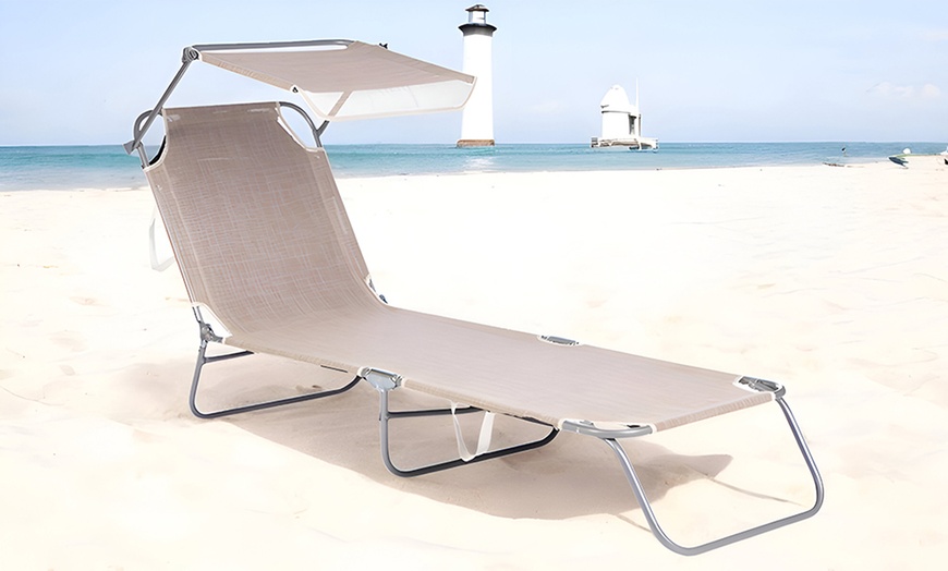 Image 8: Klappbare Sonnenliege mit integriertem Sonnenschutz