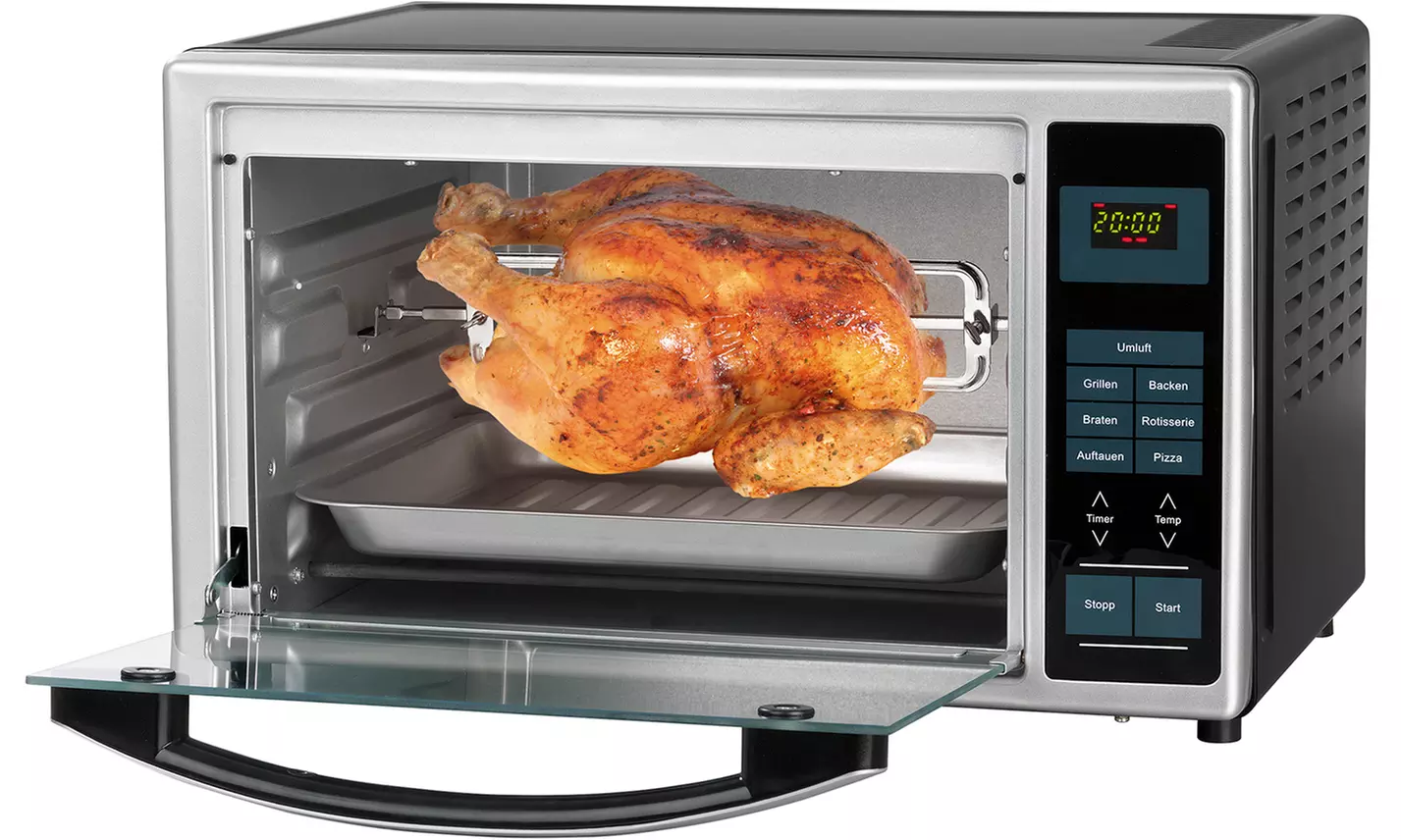 GOURMETmaxx Infrarot-Ofen 28 l mit Digital-Display 1500 W in Silber - Primary Image