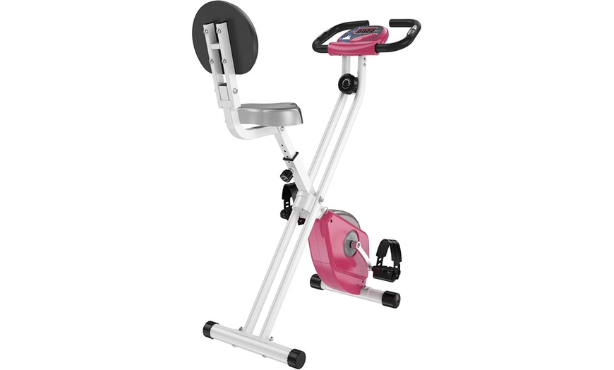 Image 22: HomCom Fold-Away Exercise Bike with 8-Level Resistance and LCD Display