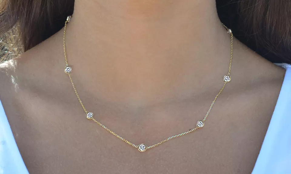 Luxe Cubic Zirconia Station Necklace by Elements of Love - Primary Image