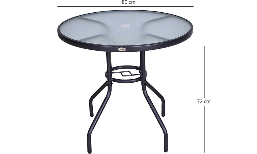 Image 13: Outsunny Outdoor Glass Top Table