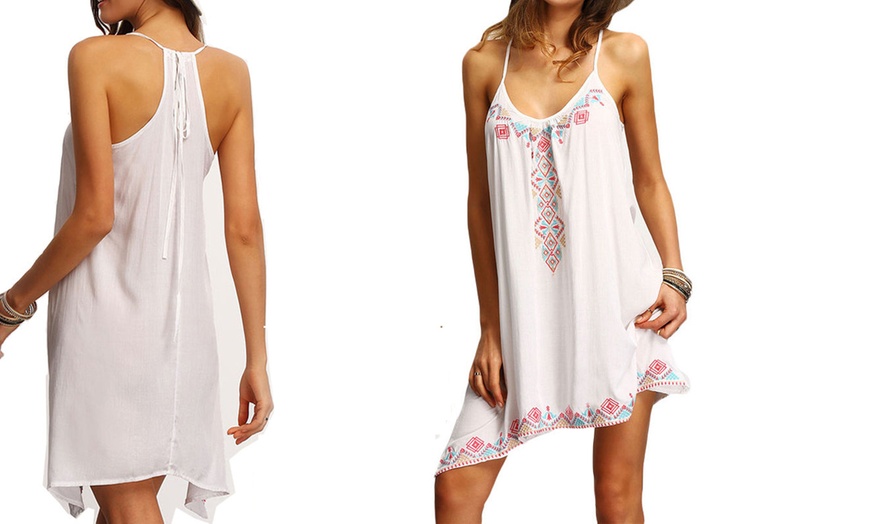 Image 2: Embroidered Trim Beach Dress