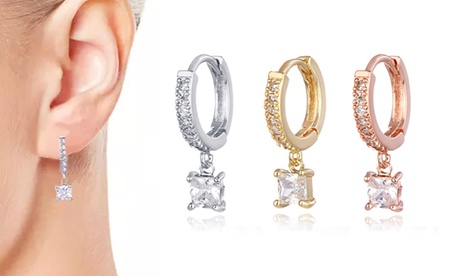 Mono-orecchino con pendente decorato da 1 zircone, disponibile in 3 colori