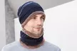1x oder 2x gestrickte Beanie-Mütze und Schal mit Fleecefutter in Schwarz, Navy oder Grau - Second Medium