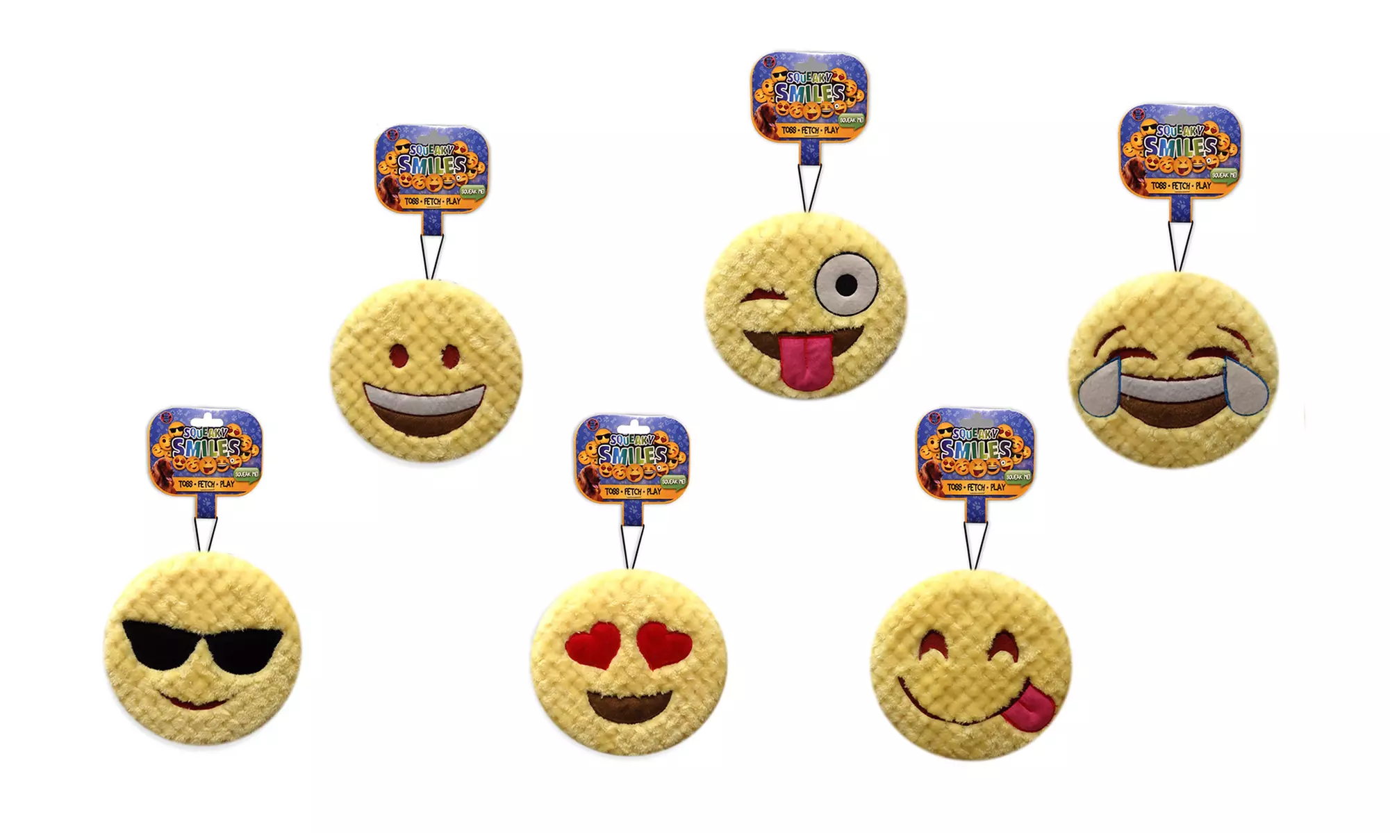Bow Wow Pet Squeaker Emoji Dog Toys (6-Pack) - Primary Image