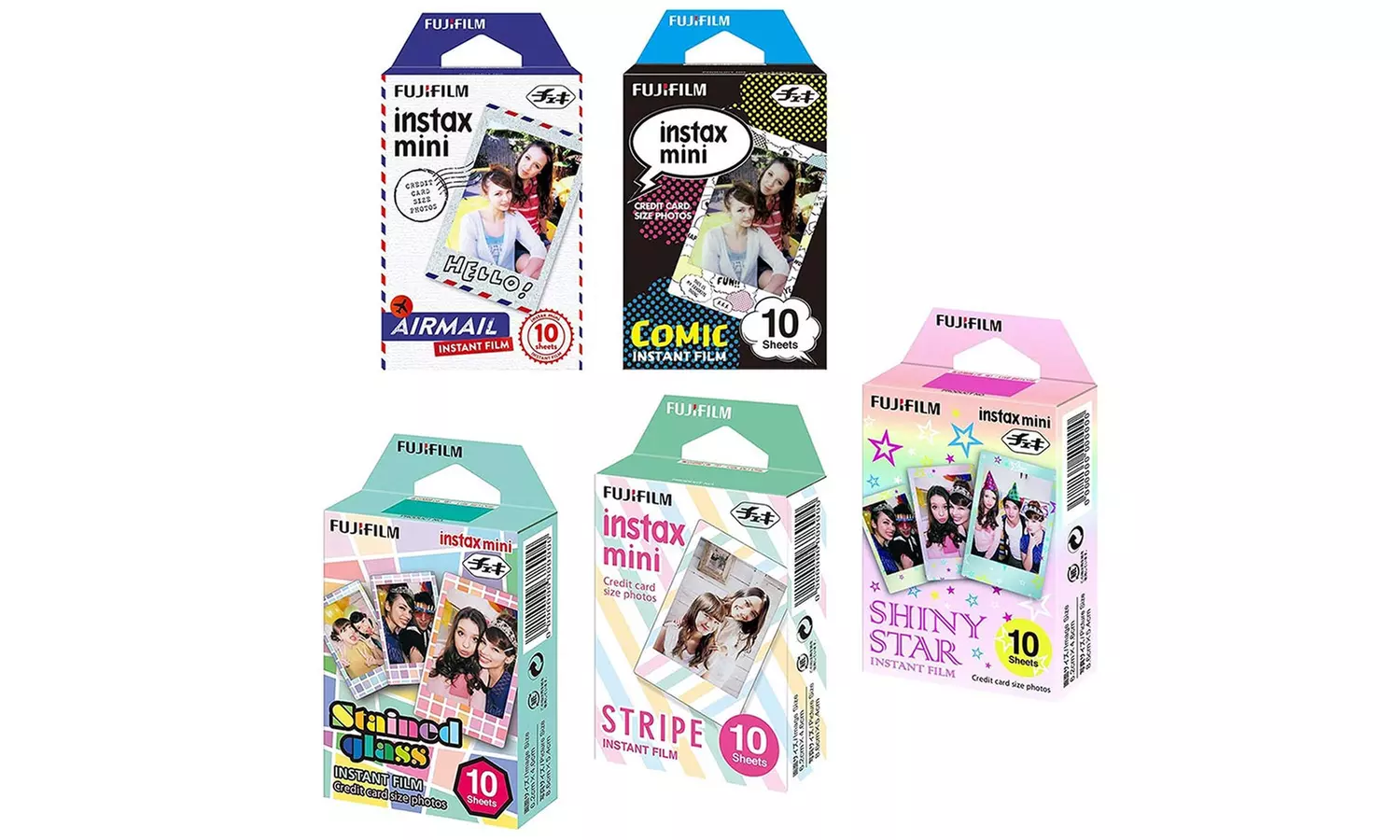 Fujifilm Mini Stained Glass, Comic, Stripe, Shiny Star, and Airmail Polaroid Film - Primary Image