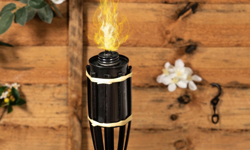 Image 9: 6- or 12-Piece Bamboo Garden Tiki Torch Set