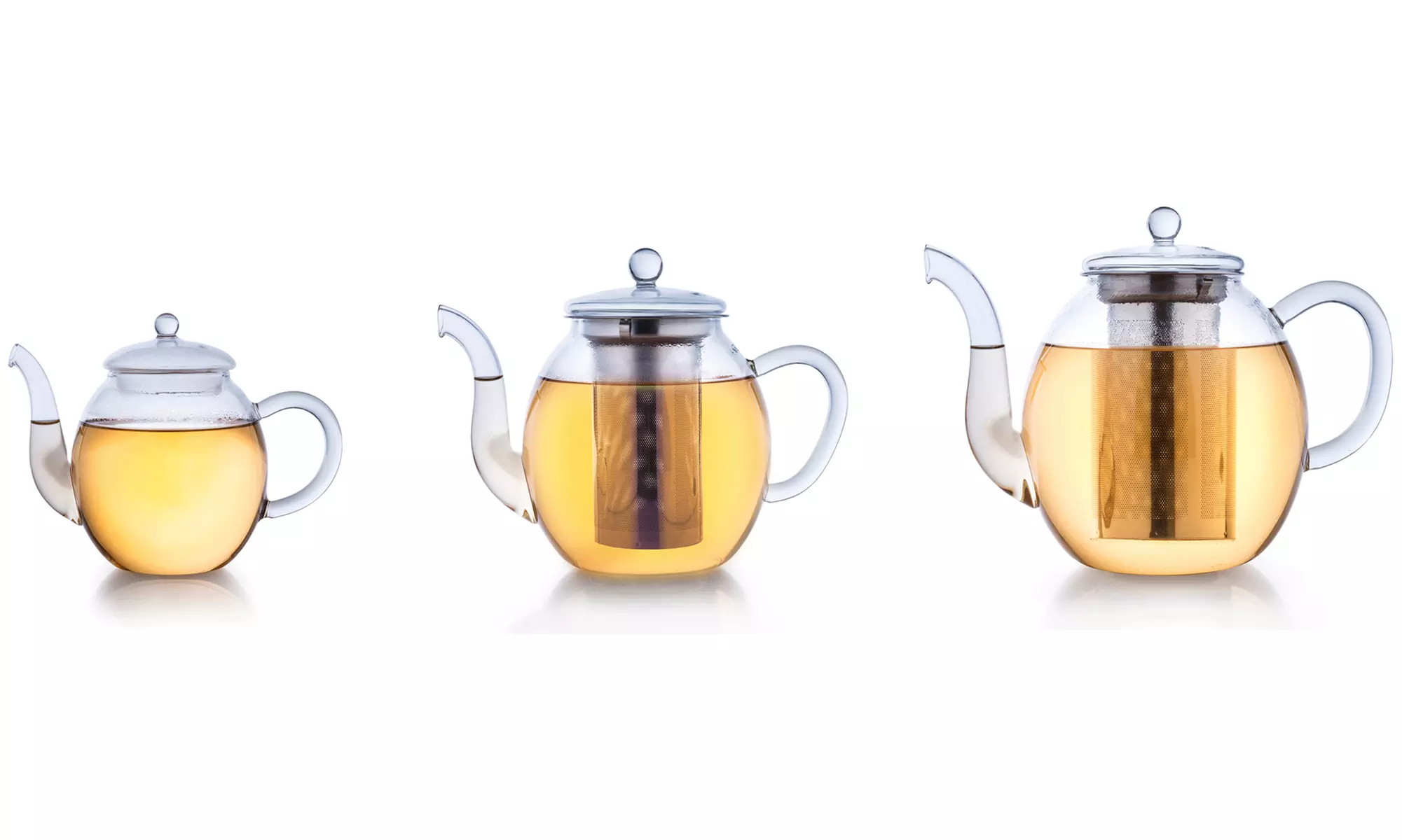 Creano 500 ml-1,6 l Glas-Teekanne mit Deckel und mit oder ohne Edelstahlfilter für losen Tee, einzeln oder im 3er-Set - Primary Image