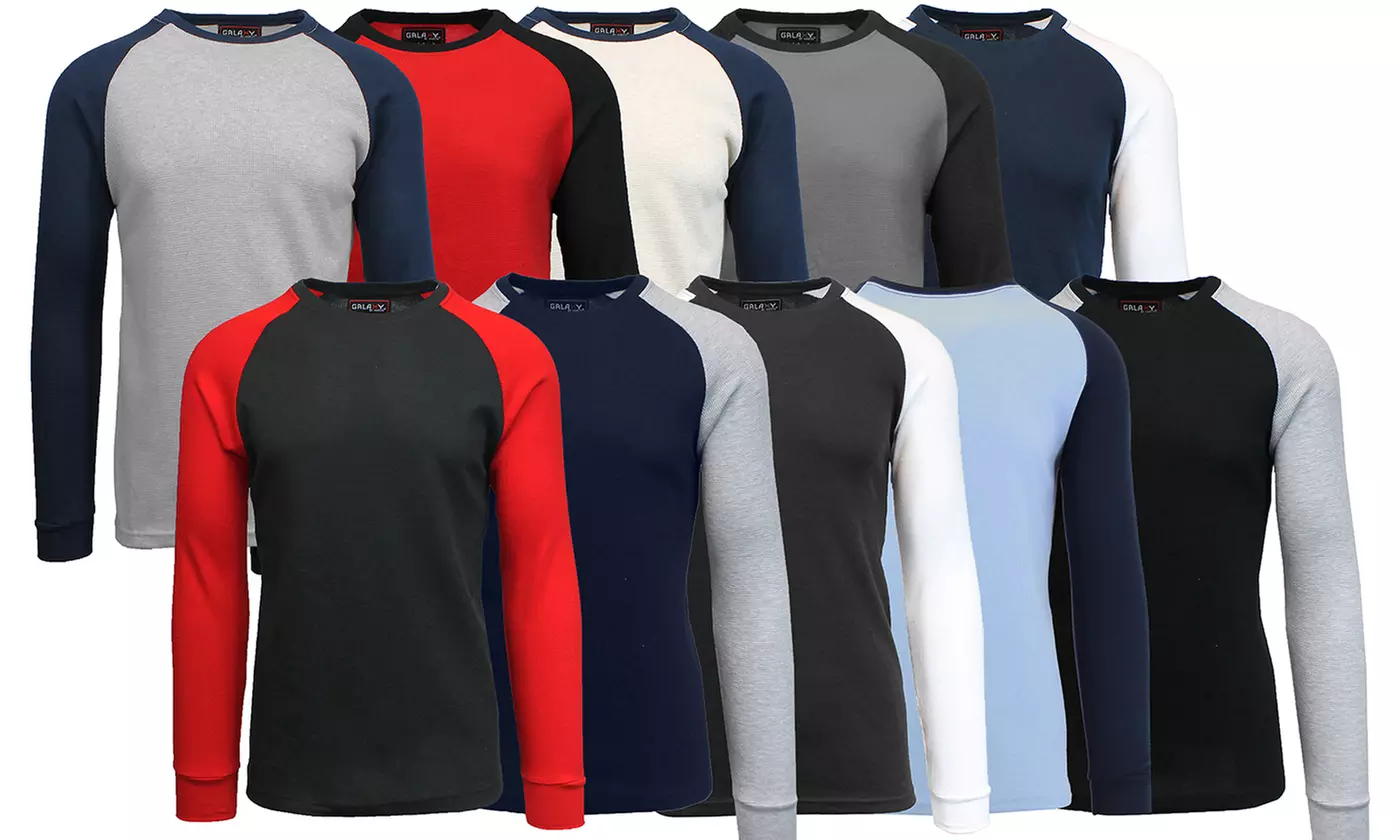 3-Pack Galaxy By Harvic Men's Raglan Thermal Shirt (S-3XL) - Primary Image