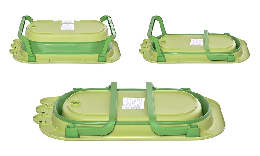 Image 6: HomCom Baby Crocodile Collapsible Bath