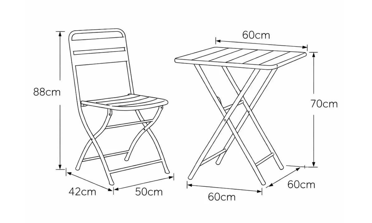Colourways Folding Patio and Balcony Bistro Set in choice of colour