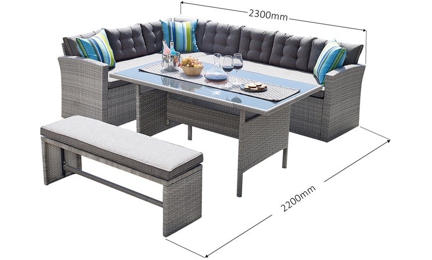 Image 4: Eight-Seater Corner Rattan-Effect Garden Furniture Set