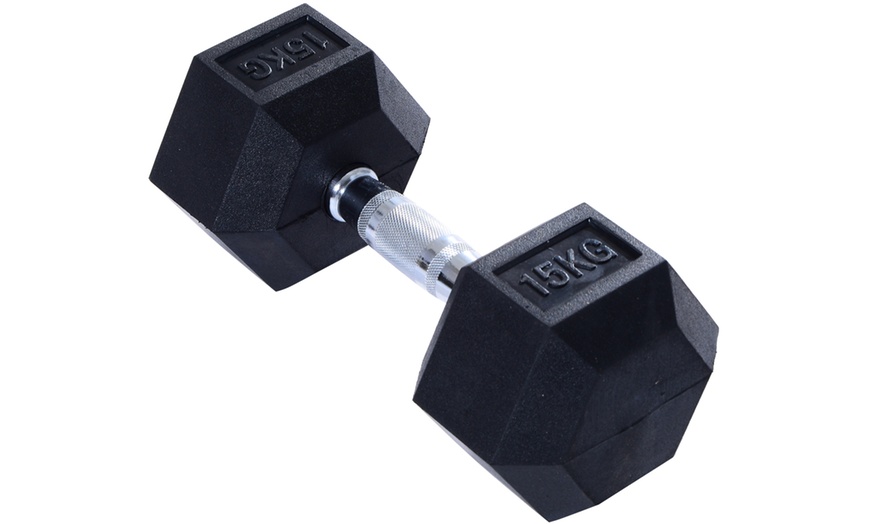 Image 26: Rubber Hexagonal Dumbbells