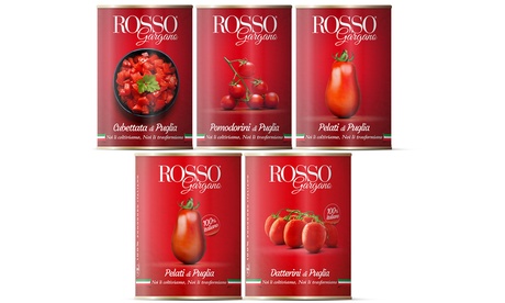 12 scatole di pomodori Rosso Gargano disponibili in 4 tipologie e 2 formati