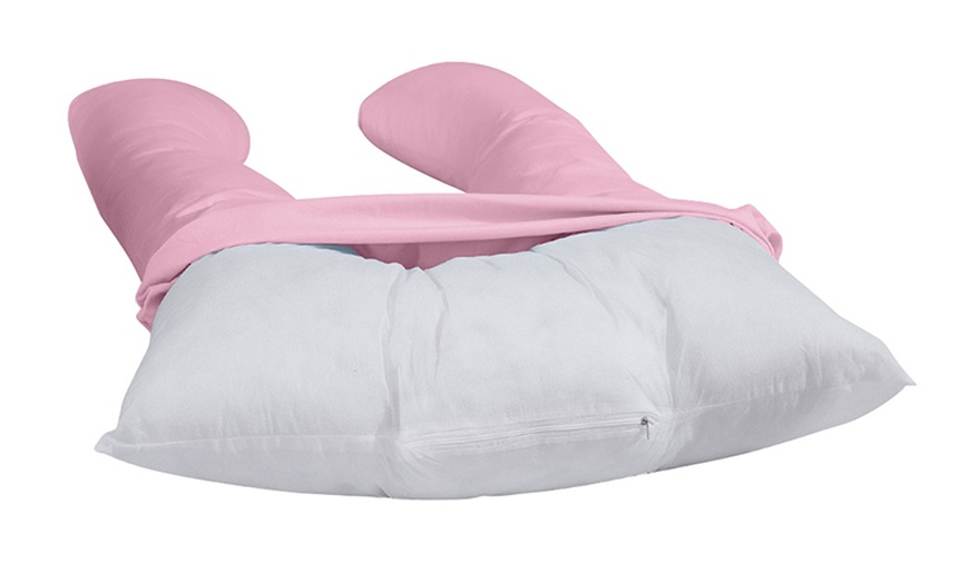 Image 26: U-Shaped Maternity Pillow with Pillowcase