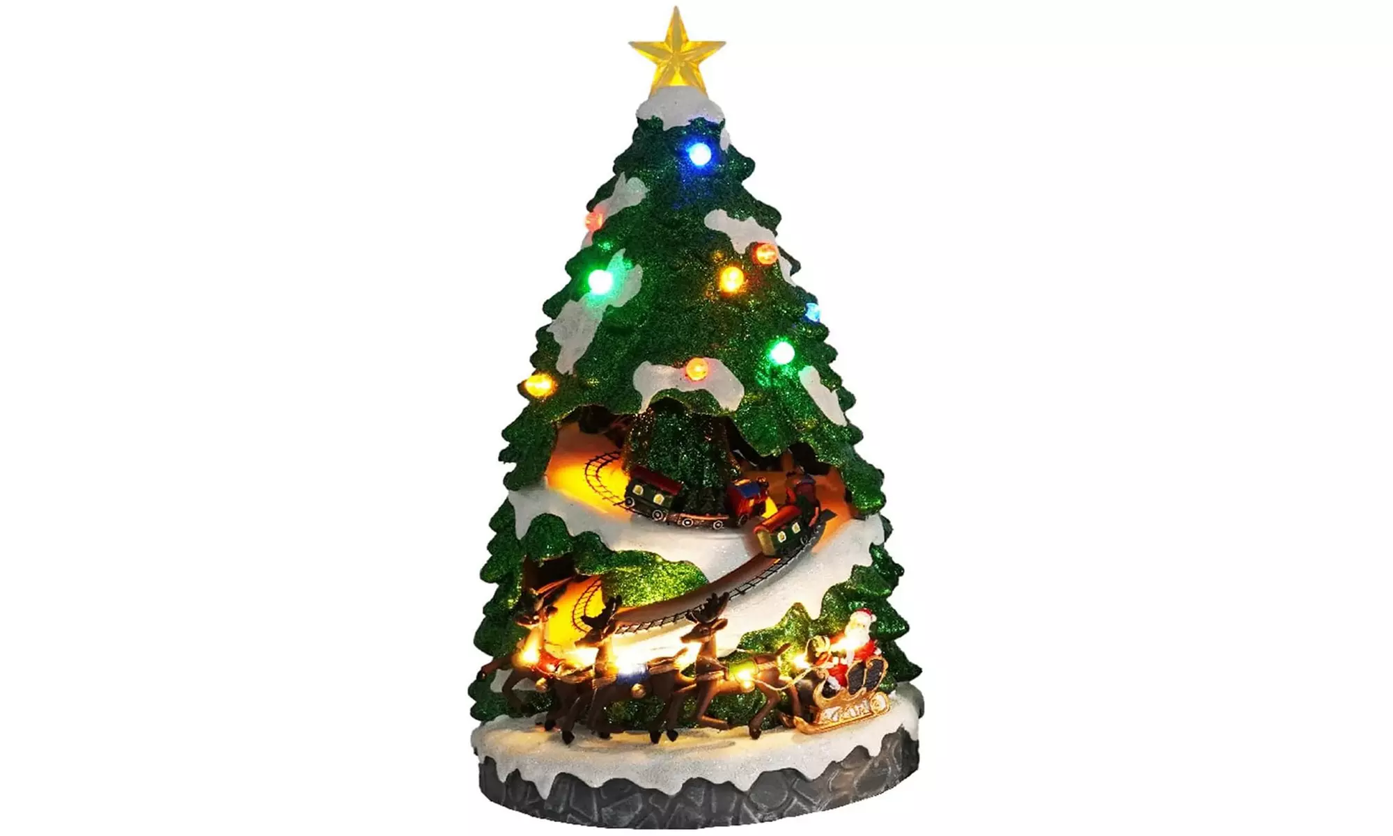 Weihnachtliche Szene mit Musik und Beleuchtung