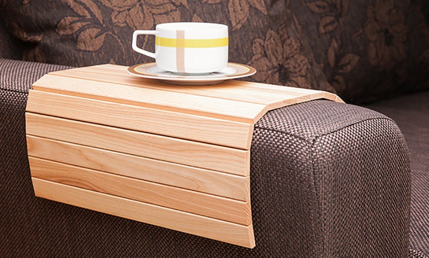 Image 4: Solid Wooden Sofa Tray