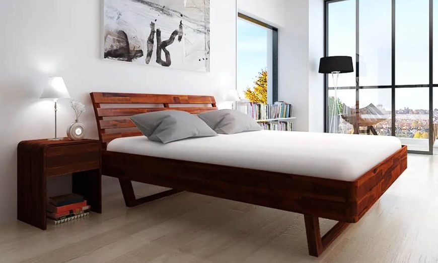 Image 11: Solid Acacia Wood Bed Frame