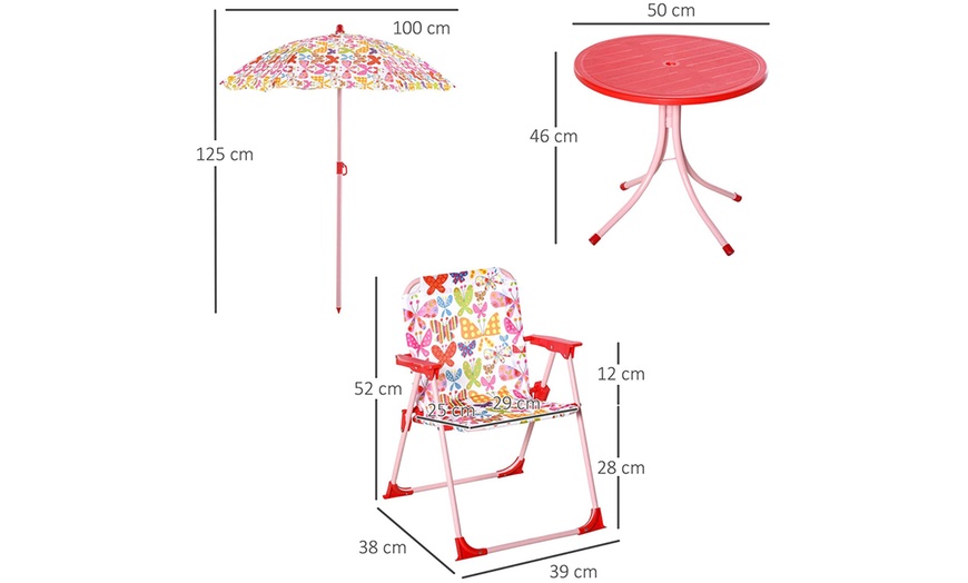 Image 8: Outsunny Kids' Outdoor Dining Set with Parasol
