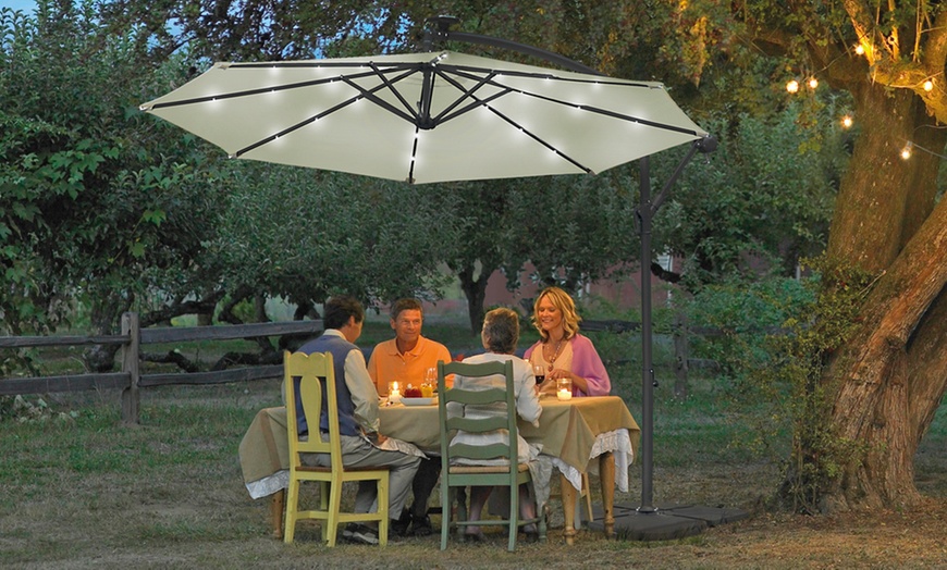 Image 3: Hanging Parasol with Solar Lights