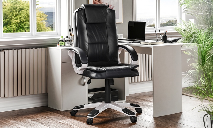 Image 1: Ergonomic Padded Adjustable Office Chair