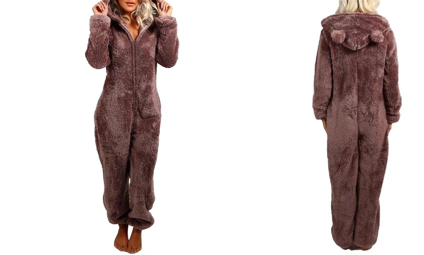 Image 3: Women's Fleece Teddy One-Piece Suit