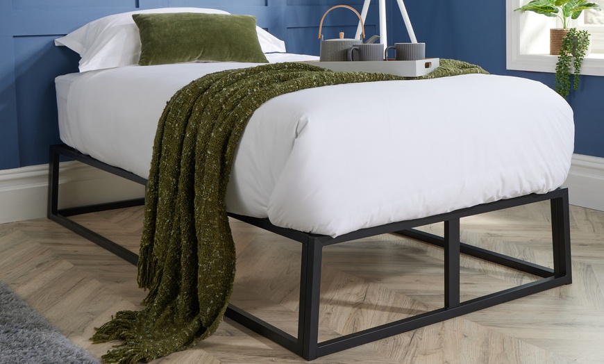 Image 3: Metal Platform Bed Frame and Mattress Bundle