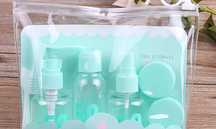 Lot de 7 contenants pour produits de toilette avec trousse - Second Medium