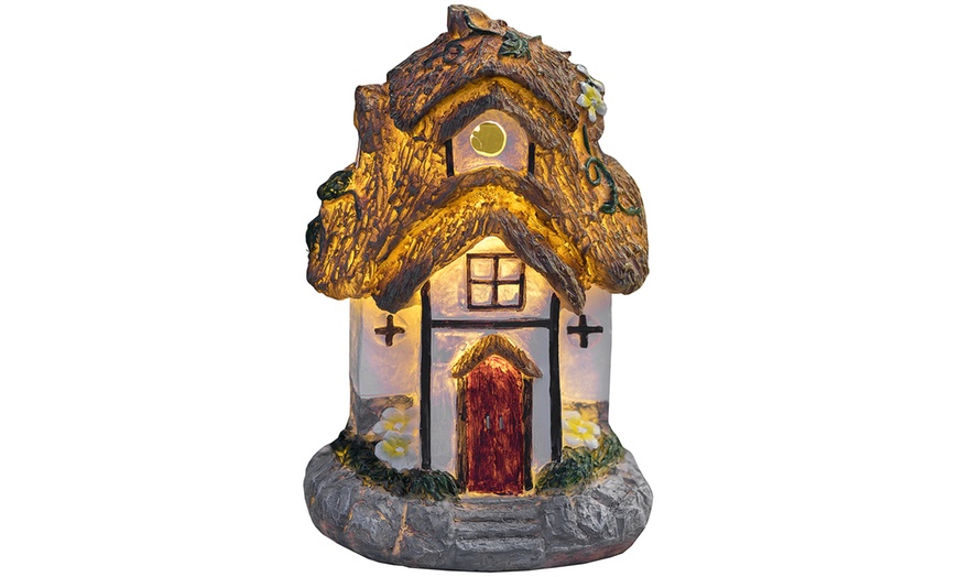 Image 6: One or Two Thatched Cottage Solar-Powered Fairy House Ornaments