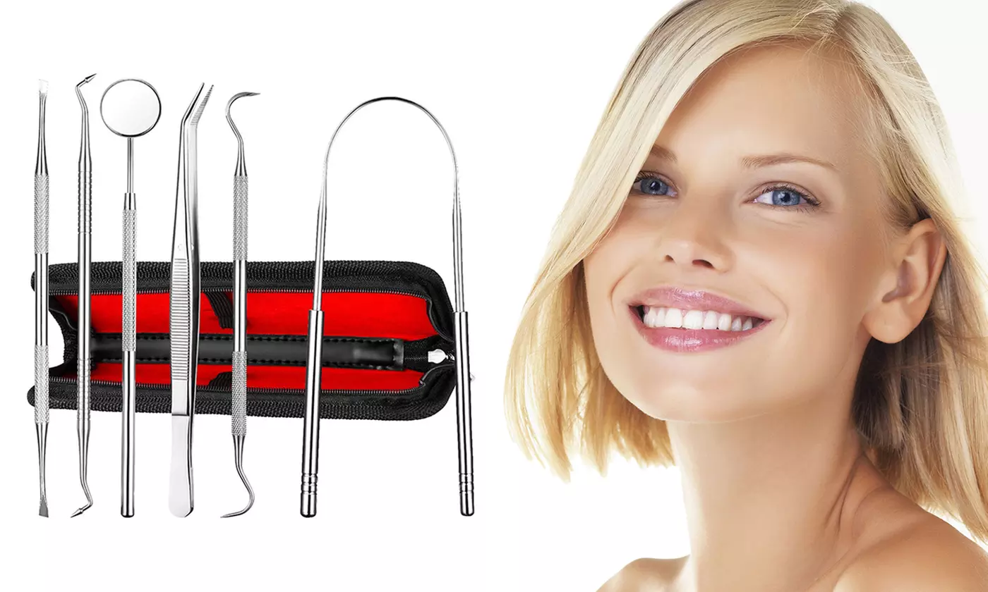 1 ou 2 kits dentaires 6 en 1 en acier inoxydable - Primary Image