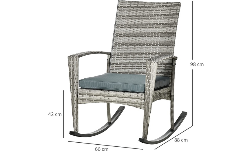 Image 17: Outsunny Rattan-Effect Rocking Chair