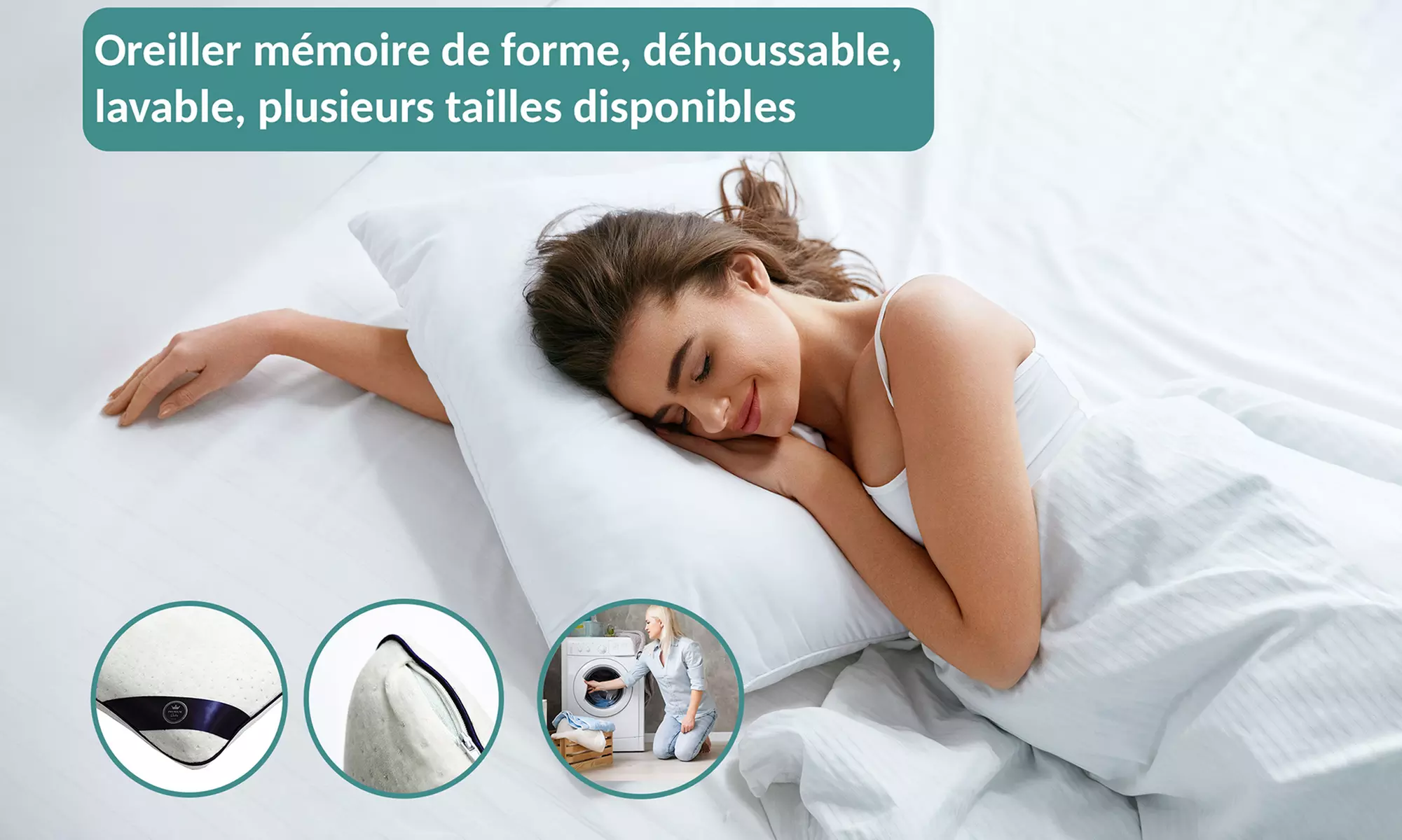 Oreiller Douceur à mémoire de forme pour un confort optimal, Sampur