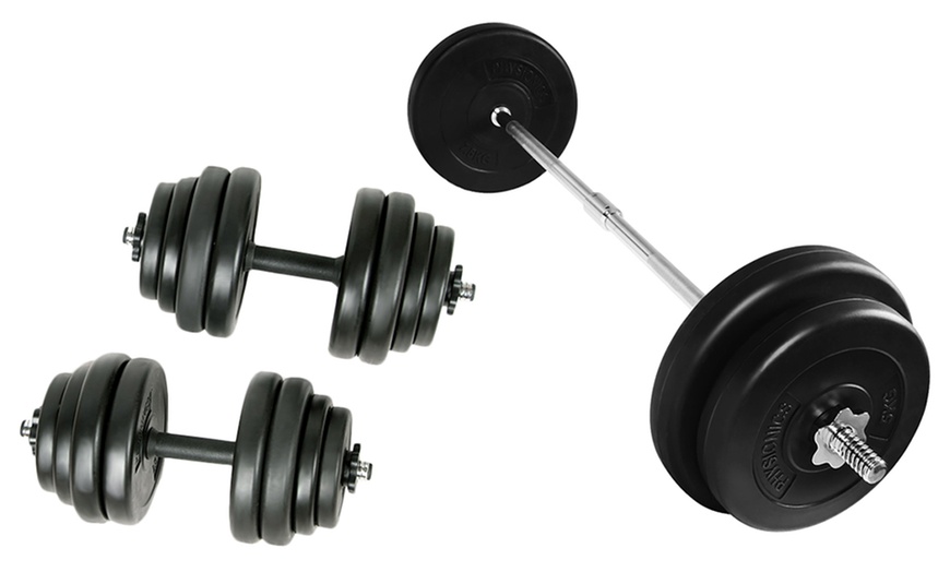 Image 2: 30kg Barbell or 30kg Dumbbell Set