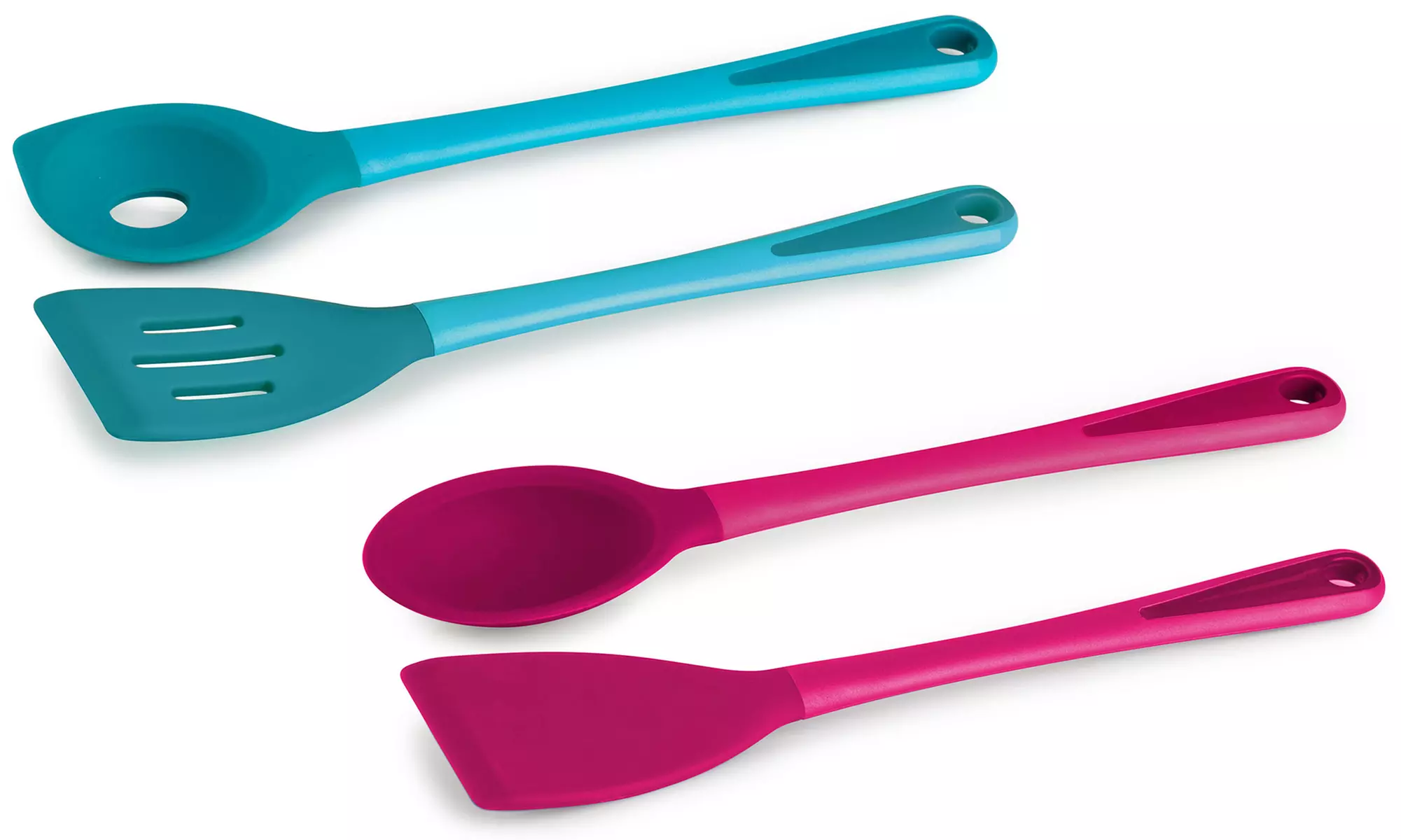 Genius Pfannenwender und Kochlöffel aus Silikon in Türkis oder Pink - Primary Image