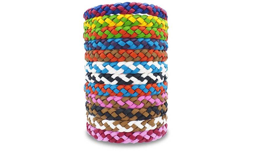 Image 3: Leather Mosquito Repellent Bracelets for Adults and Kids - 12 pack