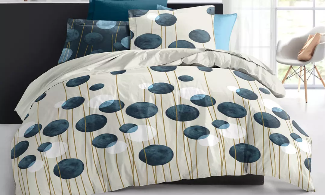 Parure de lit avec housse de couette et taies d'oreiller 100 % coton, modèle et dimension au choix - Primary Image