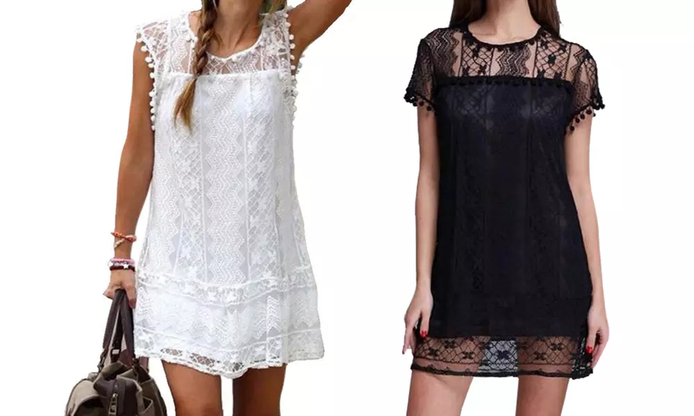 Robe courte pour femme avec pompons - Primary Image