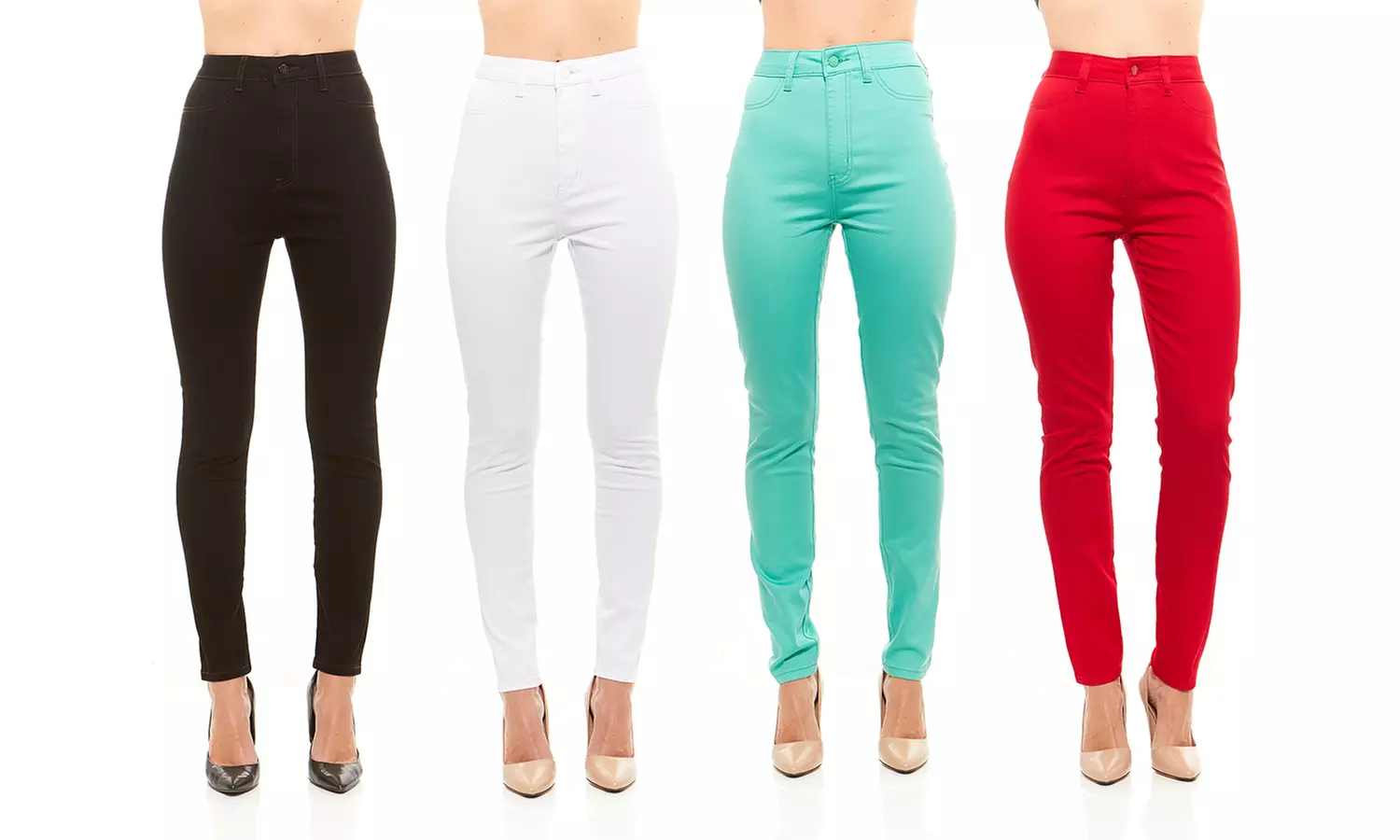 Women's High-Waist Stretchy Denim Pants - Primary Image