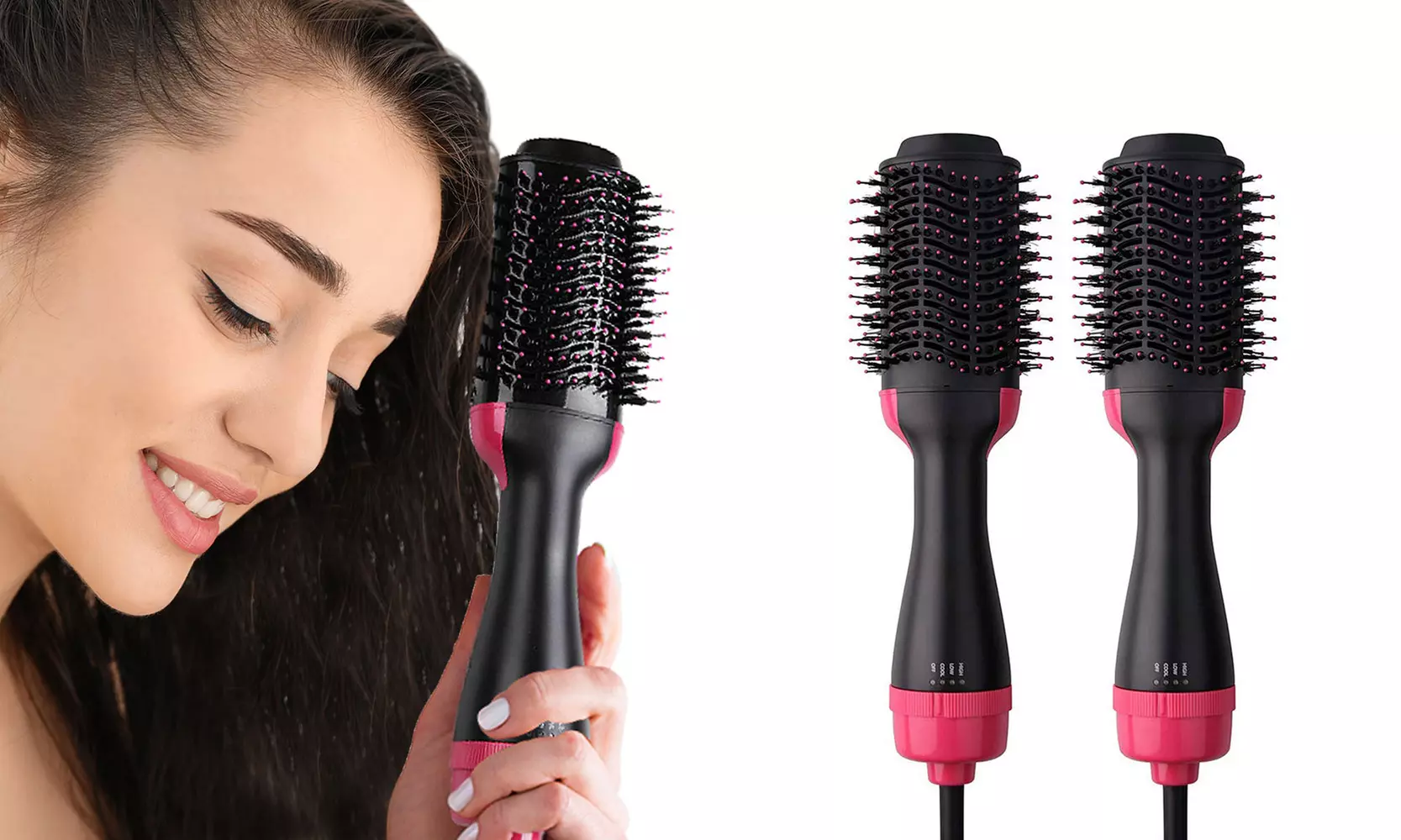 One Step Hair Dryer Brush 3-in-1 Hot Air Straightener Curler - Primary Image