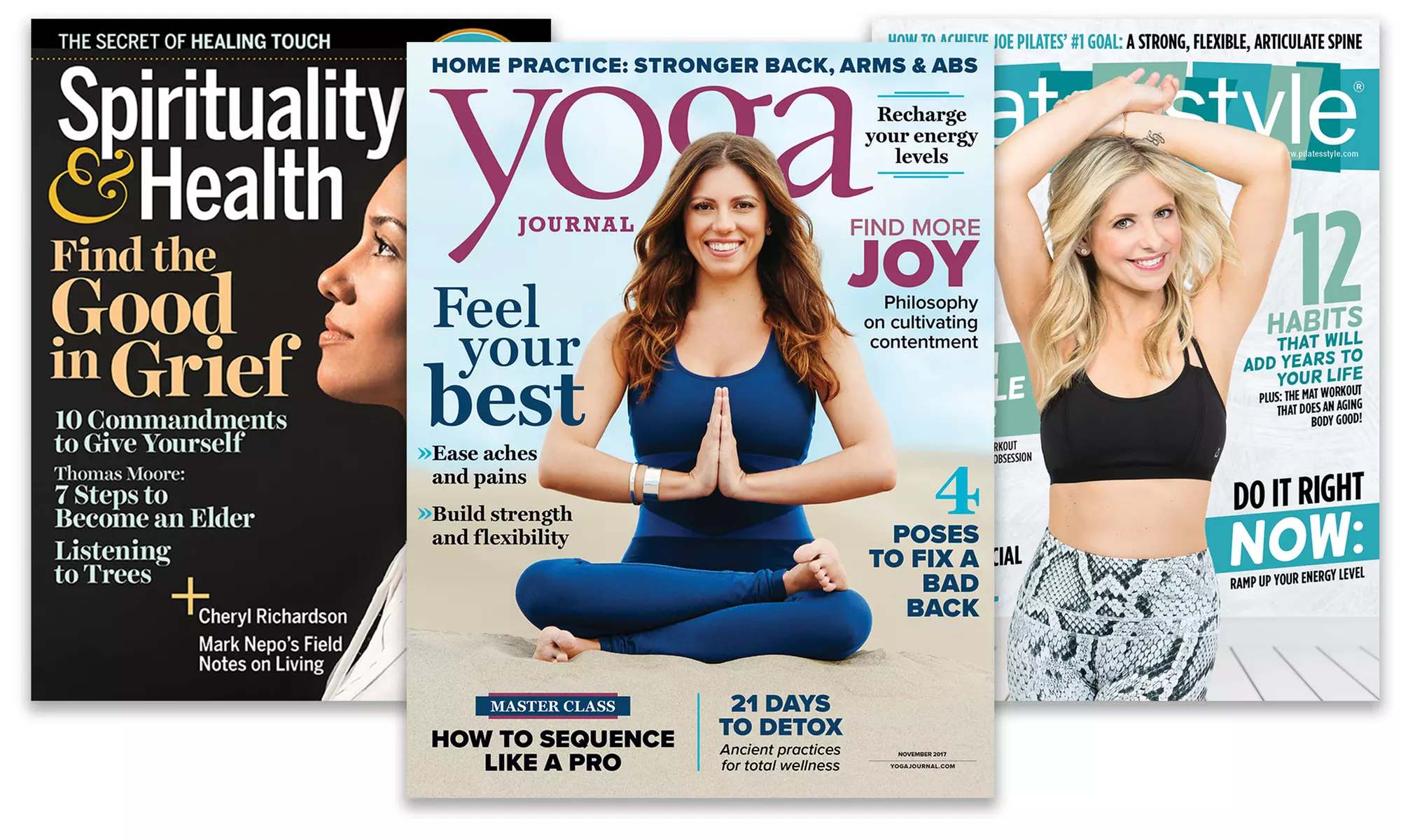 Yoga Journal, Pilates Style, and Spirituality & Health Subscriptions (Up to 58% Off). Four Options Available. - Primary Image