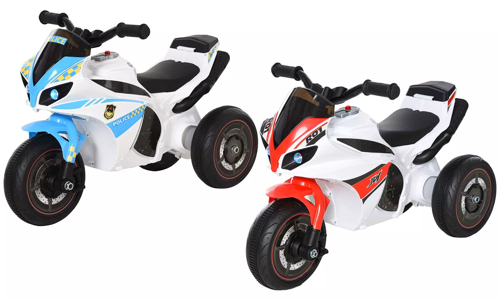 HomCom Kids' Ride-On Police Tricycle with Music and Lights - Primary Image