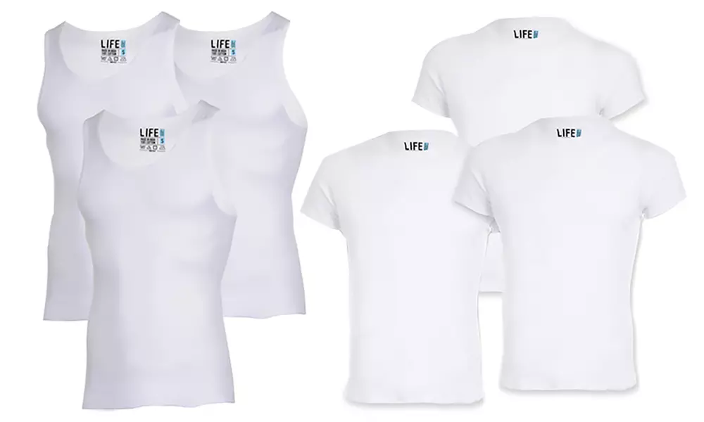 Life Men's Crew-Neck, V-Neck, or A-Shirt Undershirts (6-Pack) - Primary Image