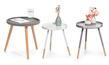 Tavolino basso Zeller con piedi in legno, disponibile in 2 colori e 3 dimensioni