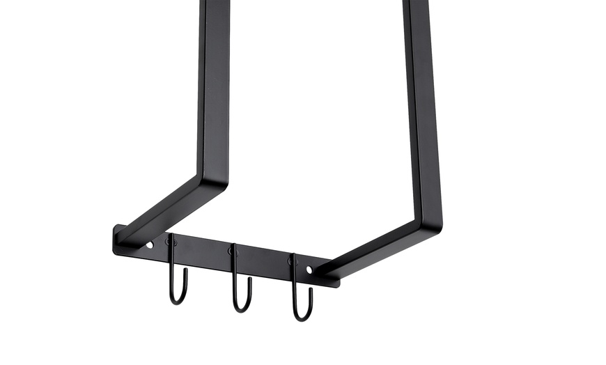 Image 5: Modern Style Carbon Steel Wall Towel Rack with Hooks