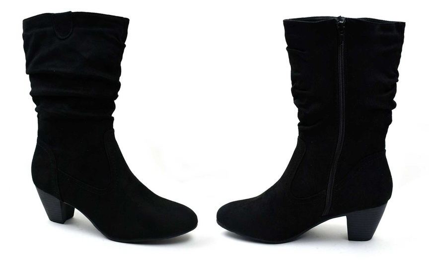 Image 1: Women's Block Heel Mid-Calf Boots