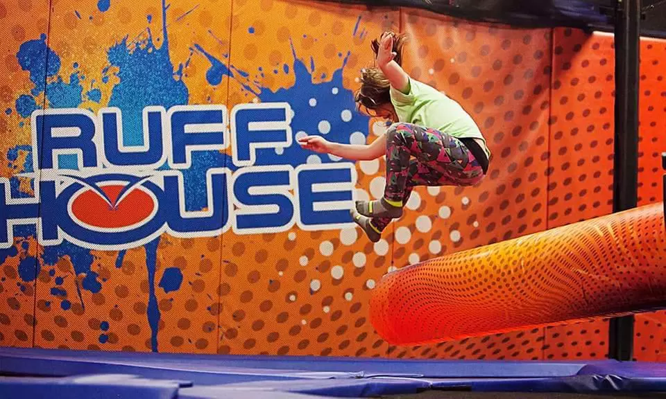 1-Hour Jump Pass and Three Attraction Tokens for Two or Four at Ruff House (Up to 41% Off)  - Primary Image