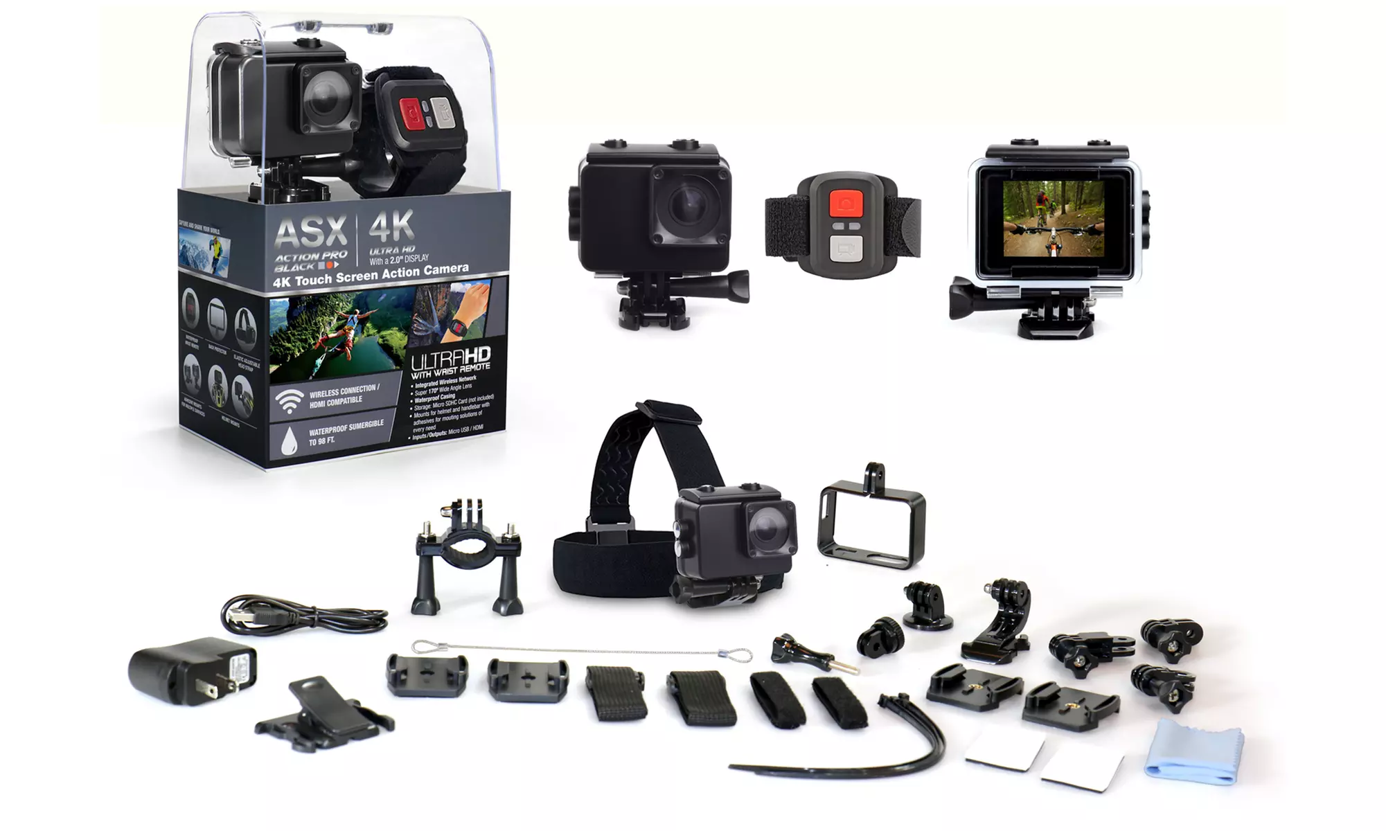 ActionPro Stealth Edition 4K Ultra HD Touchscreen WiFi Sports Camera Bundle - Primary Image