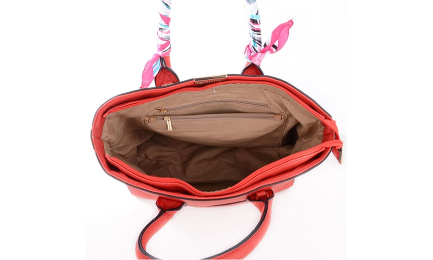 Image 10: Women's Designer Scarf-Handle Bag