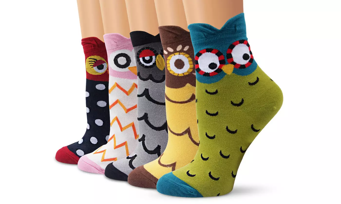 Lot de 5 ou 10 chaussettes imprimées Hiboux - Primary Image